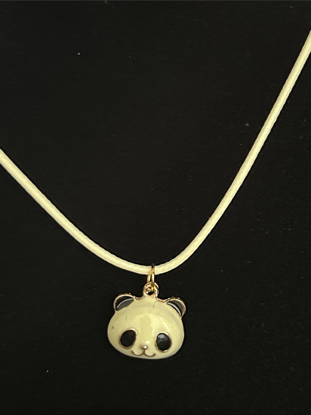 Gold Panda Pendant Necklace in Cream and Black - Women's Jewelry - Picture 2 of 4